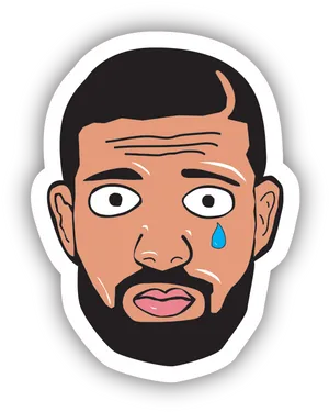 Cartoon Crying Face Sticker PNG Image