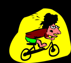 Cartoon Cyclist Speeding Through Yellow Background PNG with transparent background