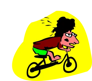 Cartoon Cyclist Speeding Through Yellow Background PNG Image