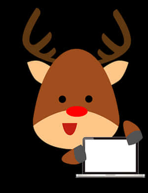 Cartoon Deer With Laptop PNG image with transparent background