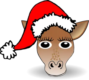 Cartoon Deerin Santa Hat PNG Image