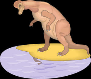 Cartoon Dinosaur Surfing PNG image with transparent background
