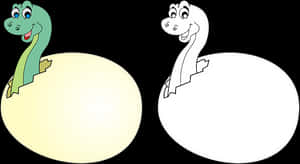 Cartoon Dinosaurs Hatching From Eggs PNG with transparent background
