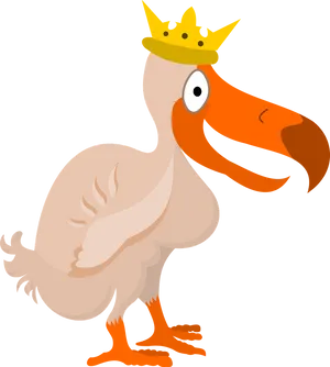 Cartoon Dodo Birdwith Crown PNG Image