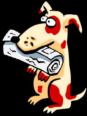 Cartoon Dog Holding Newspaper PNG