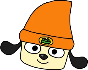 Cartoon Dogin Orange Hat PNG Image