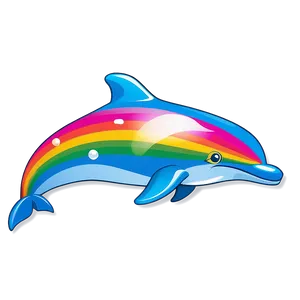 Cartoon Dolphin With Rainbow Png 3 PNG Image