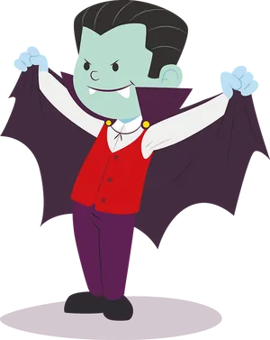 Cartoon Dracula Spreading Wings PNG Image