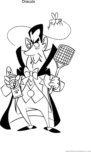 Cartoon Dracula With Mosquito Repellent PNG Image