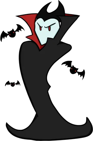 Cartoon Draculawith Bats PNG Image