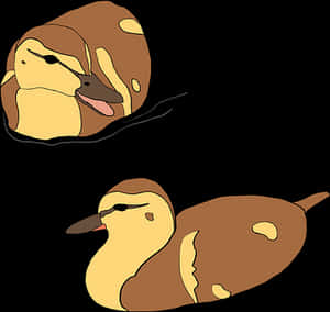 Cartoon Ducks Resting PNG with transparent background