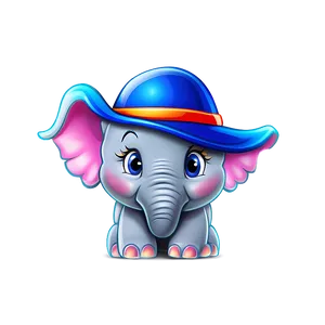 Cartoon Elephant With Hat Png 06272024 PNG Image