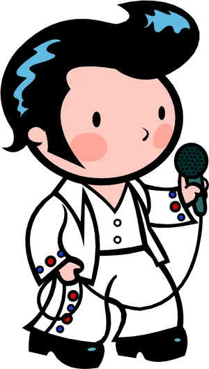 Cartoon Elvis Singing Illustration.png PNG Image