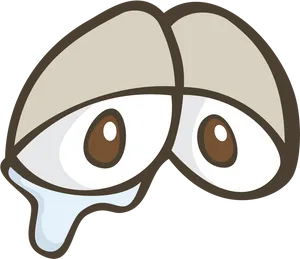 Cartoon Eyes With Tear Drop PNG Image