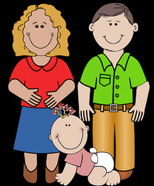 Cartoon Family Portrait PNG image with transparent background