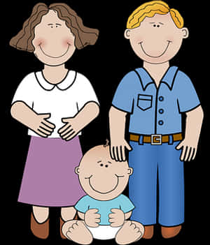Cartoon Family Portrait PNG image with transparent background