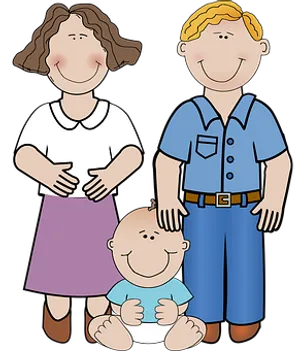 Cartoon Family Portrait PNG Image