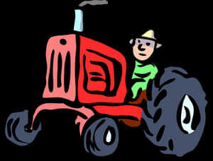 Cartoon Farmeron Red Tractor PNG image with transparent background