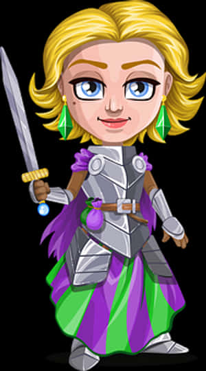 Cartoon Female Knight Vector PNG with transparent background