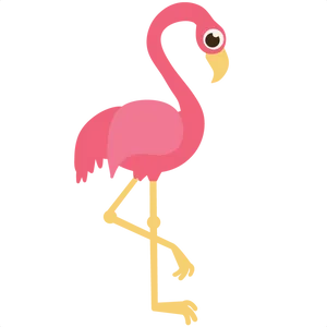 Cartoon Flamingo Standing One Leg PNG Image