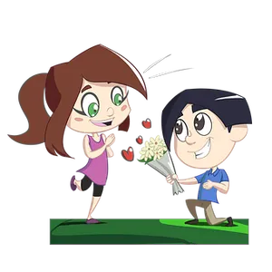 Cartoon Flower Gift Romance PNG Image