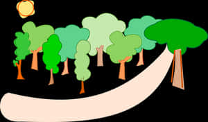 Cartoon Forest Pathway Sunrise PNG image with transparent background