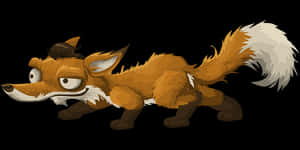 Cartoon Fox Sneaking PNG image with transparent background