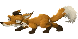 Cartoon Fox Sneaking PNG Image