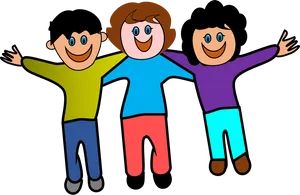 Cartoon Friends Celebrating Together PNG Image