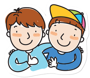 Cartoon Friends Embrace PNG with transparent background