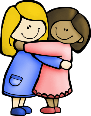Cartoon Friends Embrace PNG image with transparent background