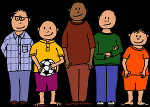 Cartoon Friends Holding Soccer Ball PNG image with transparent background