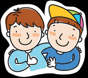 Cartoon Friends Sticker PNG with transparent background