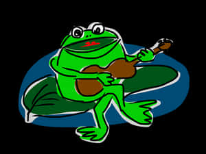 Cartoon Frog Playing Guitar PNG image with transparent background
