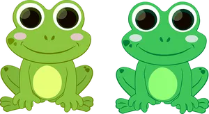 Cartoon Frogs Sideby Side PNG Image