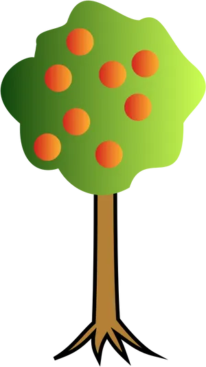 Cartoon Fruit Tree With Roots PNG Image