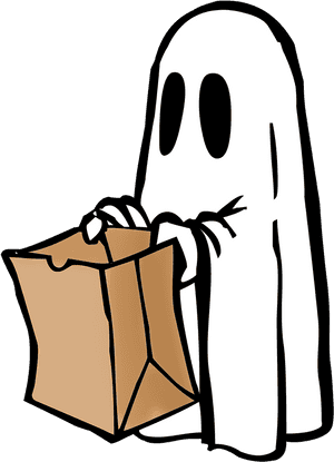 Sketch Halloween Ghost With Bag For Trick Or Treat - Ghost Trick Or Treat, HD Png Download PNG image with transparent background