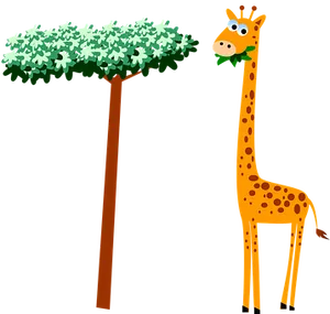 Cartoon Giraffe Eating Leaves PNG Image