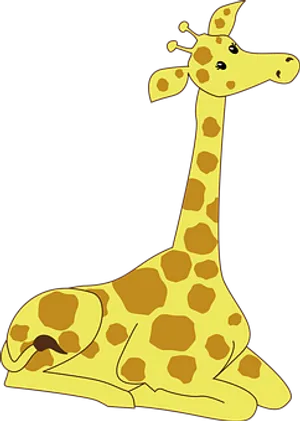 Cartoon Giraffe Sitting Down.png PNG Image