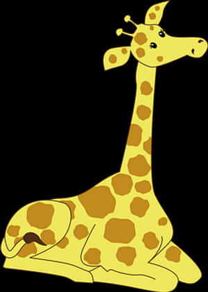 Cartoon Giraffe Sitting Down.png PNG image with transparent background