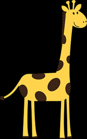Cartoon Giraffe Standing Black Background PNG image with transparent background