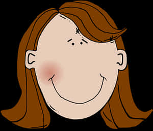 Cartoon Girl Brown Hair Smiling PNG image with transparent background