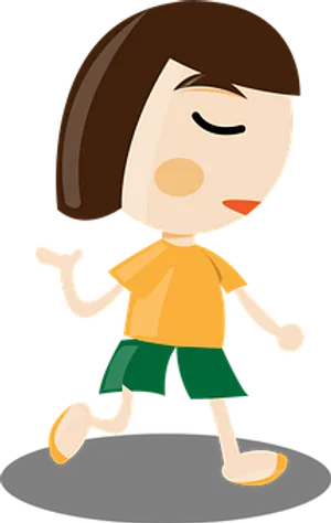 Cartoon Girl Walking PNG Image