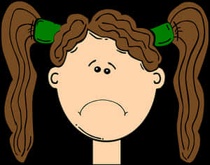 Cartoon Girl With Brown Pigtails PNG image with transparent background