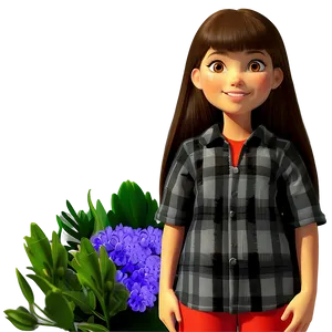 Cartoon Girl With Flowers Png 57 PNG Image