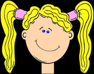 Cartoon Girl Yellow Pigtails PNG with transparent background