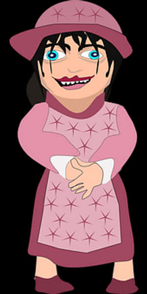Cartoon Girlin Pink Dressand Hat PNG image with transparent background