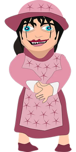 Cartoon Girlin Pink Dressand Hat PNG Image