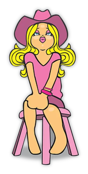 Cartoon Girlin Pink Outfit PNG Image
