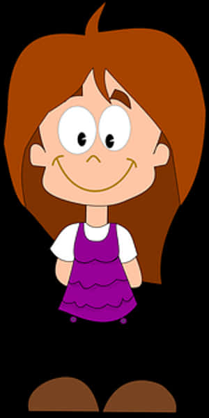 Cartoon Girlin Purple Dress PNG image with transparent background